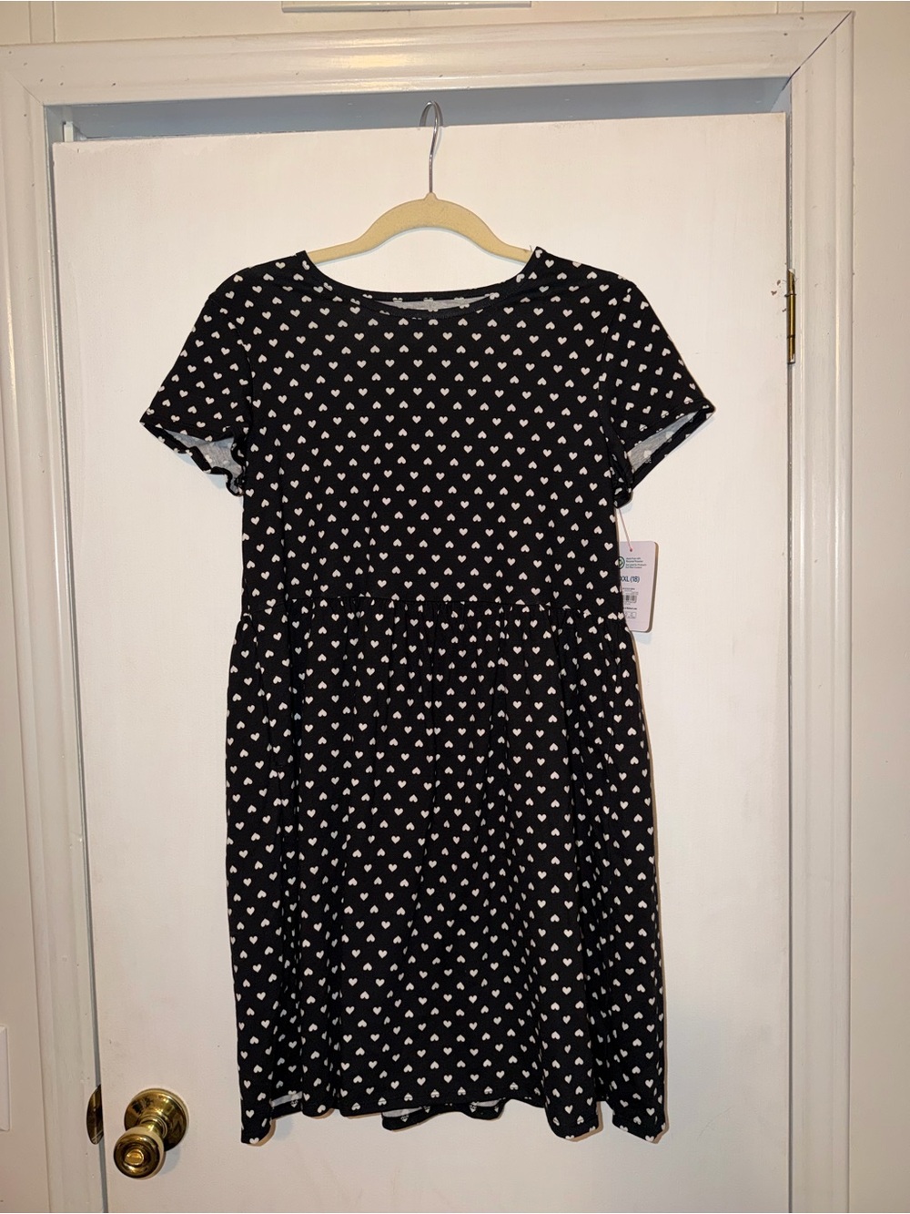 wonder nation Black Short Sleeve Heart Print Dress